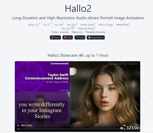 复旦联手百度打造AI开源模型Hallo2,根据音频生成4K分辨率1小时长视频